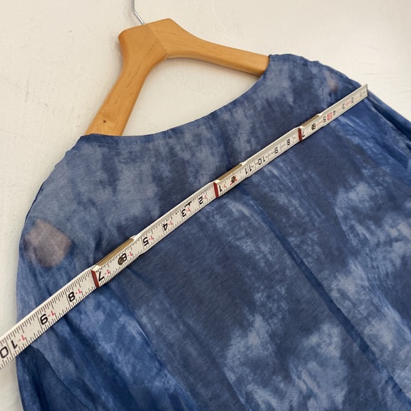 Patrizia Luca Milano Shirt Blue Watercolor Sheer Top Size L - Picture 14 of 17